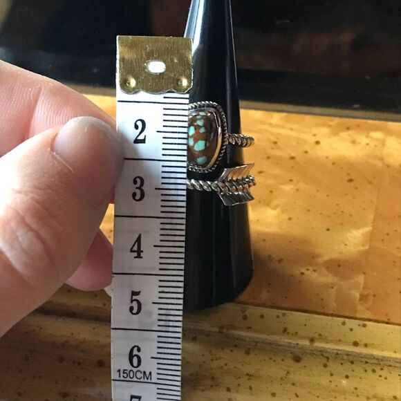 Royston Blue Horizon Turquoise Sterling Silver Arrow Ring Size 7 - Picture 5 of 9